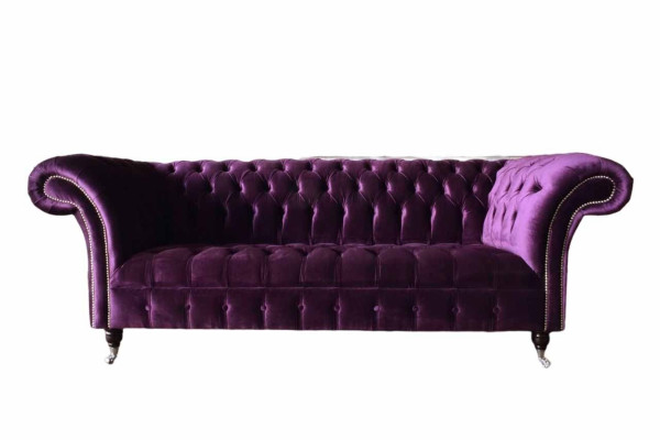 Chesterfield 3-zits designbank gestoffeerde zitting stof luxe bank nieuw