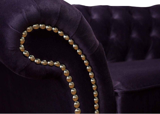Chesterfield Engelse klassieke stijl bankstel 3-zits paarse bekleding 230cm.