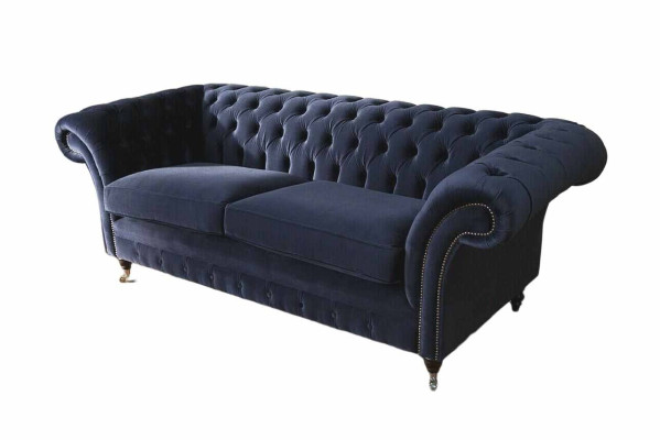 Klassieke Chesterfield woonkamer fluwelen bank Blauw 3-zits textielbanken