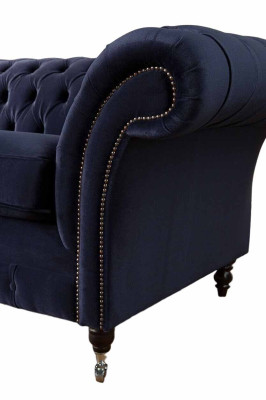 Klassieke Chesterfield woonkamer fluwelen bank Blauw 3-zits textielbanken