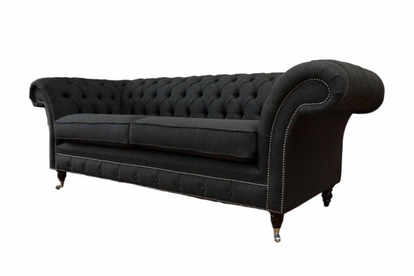 Woonkamerbank Chesterfield bank driezitter design zwart meubilair nieuw