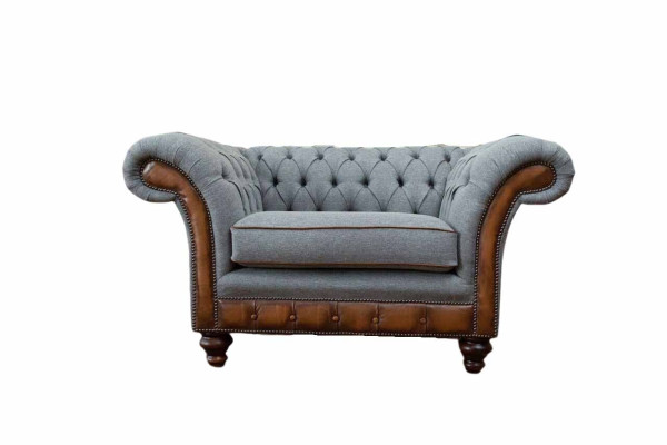 Fauteuil Ontwerp Relax Stof Lounge Luxe Grijs Bekleding Zitter Chesterfield
