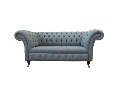 Chesterfield kantoorstoelen inrichting bank bank 2-zits textiel grijs