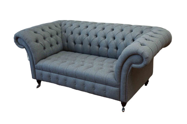 Chesterfield kantoorstoelen inrichting bank bank 2-zits textiel grijs