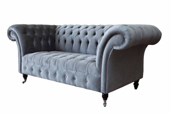 Chesterfield Bank 3-zits luxe bank woonkamer bankstellen grijs stoffen bank