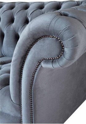 Chesterfield Bank 3-zits luxe bank woonkamer bankstellen grijs stoffen bank