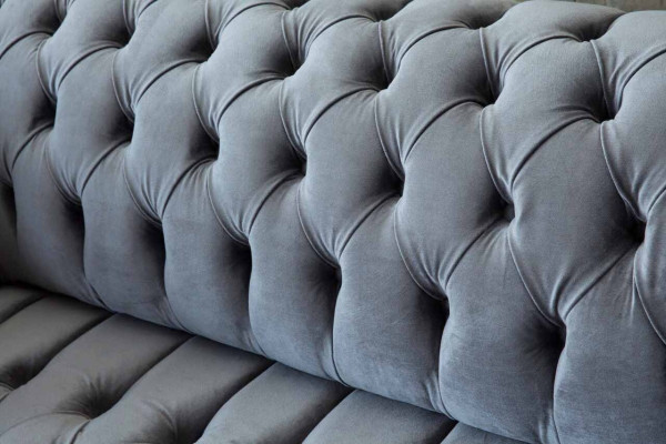 Chesterfield Bank 3-zits luxe bank woonkamer bankstellen grijs stoffen bank