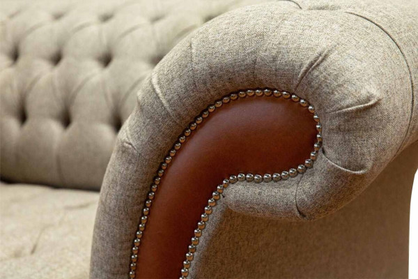 Chesterfield bank bekleding 1,5 zits banken Klassiek eenpersoons grijs Nieuw