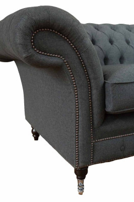 Chesterfield bank 2-zits bank gestoffeerd stoffen bank Grijs textiel Nieuw