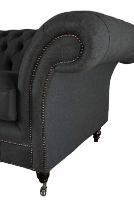 Chesterfield bank 2-zits bank gestoffeerd stoffen bank Grijs textiel Nieuw