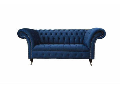 Engels Chesterfield kantoor zitmeubilair inrichting sofa bank 2-zits koningsblauw