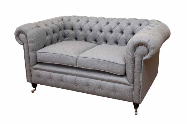 Chesterfield kantoor zitmeubelen inrichting bank bank 2 zits textiel grijs