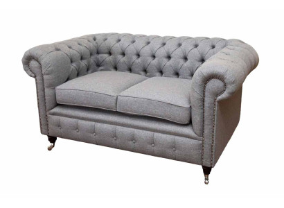 Chesterfield kantoor zitmeubelen inrichting bank bank 2 zits textiel grijs