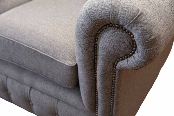 Chesterfield kantoor zitmeubelen inrichting bank bank 2 zits textiel grijs