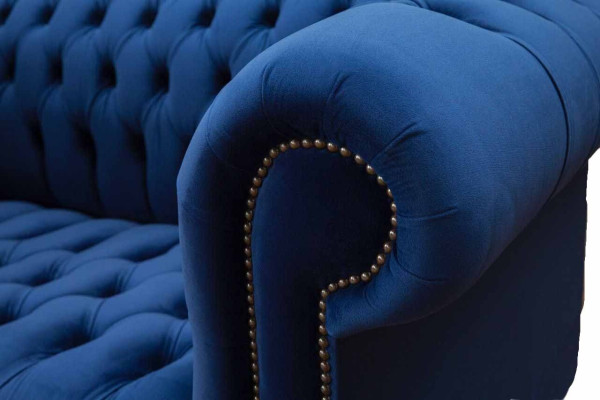 Chesterfield kantoor zitmeubelen inrichting bank bank 2-zits textiel blauw