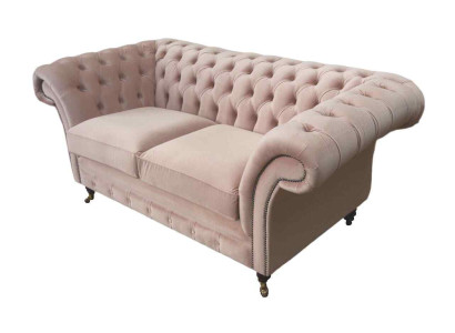 Sofa 2 zits bank gestoffeerde Chesterfield woonkamer design textiel nieuw