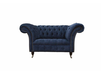 Chesterfield bankstel 1,5 zits Designer Bank Stof Bekleding Textiel