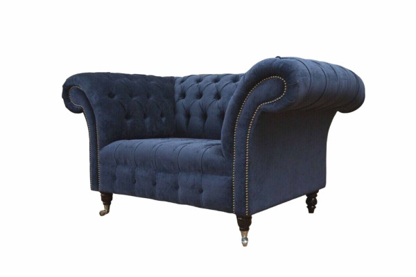 Chesterfield bankstel 1,5 zits Designer Bank Stof Bekleding Textiel