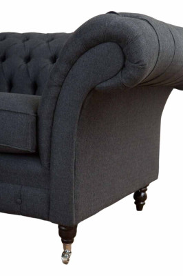 Grijze Chesterfield fauteuil 1,5-zits bank Bank Bekleding Textiel Grijs Fauteuil