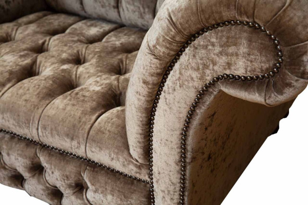 Chesterfield fauteuil bank 1-zits bankstel textiel stof banken gestoffeerd nieuw