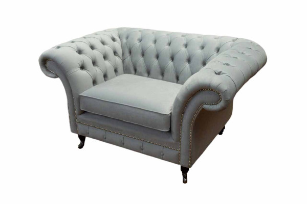 Fauteuil bekleding bank textiel Chesterfield bank-stoelen 1-zits stoel grijs