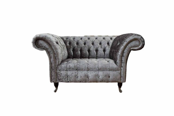 Chesterfield fauteuil ontwerp gestoffeerde bank Chesterfield textiel zilver