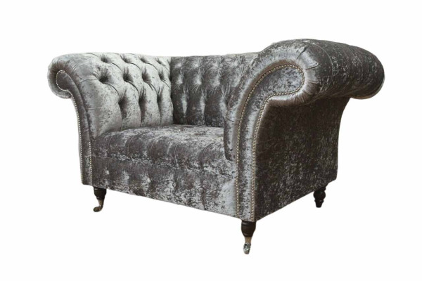 Chesterfield fauteuil ontwerp gestoffeerde bank Chesterfield textiel zilver