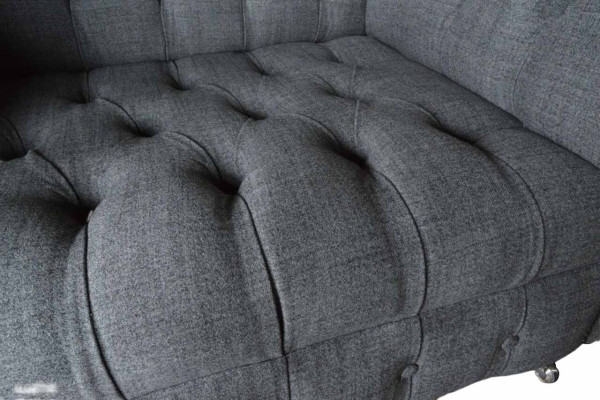 Chesterfield-design fauteuil Grijs gestoffeerd luxe textiel bankstellen 1-zits