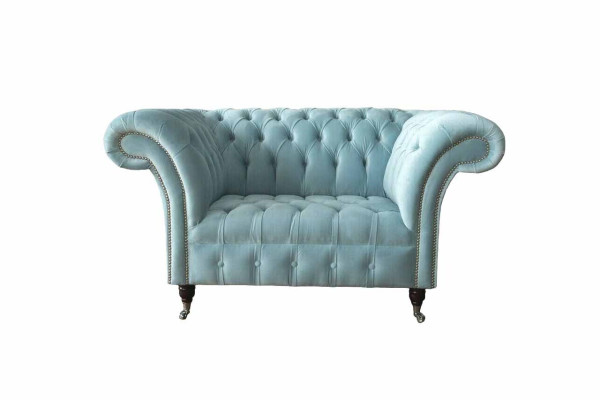 Chesterfield Fauteuil Turkoois Bekleding Bank 1-Zits Design Bekleding Nieuw