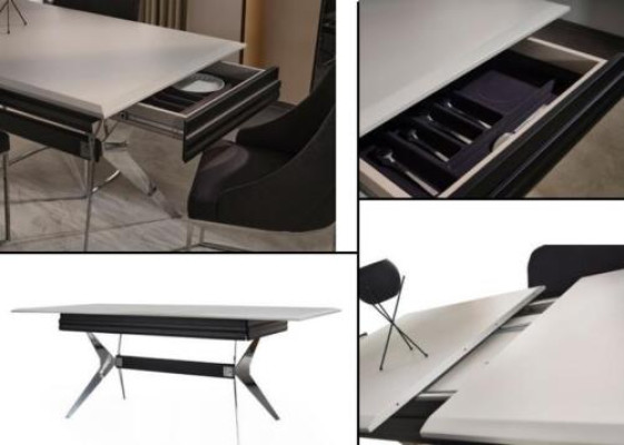 Eethoek Eetkamer Eettafel Stoelen Tafel Modern 7-delig Zwart Uitschuifbaar