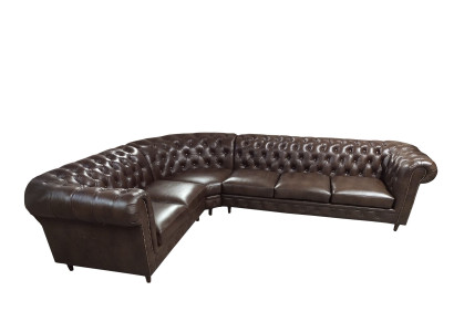 Chesterfield hoekbank L-vorm bank Bruin Luxe meubels Bankstel hoekbank