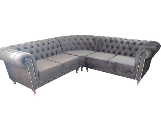 Chesterfield L-vorm hoekbank ontwerp stoffering textiel sofa hoekbanken