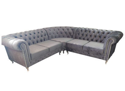 Chesterfield L-vorm hoekbank ontwerp stoffering textiel sofa hoekbanken