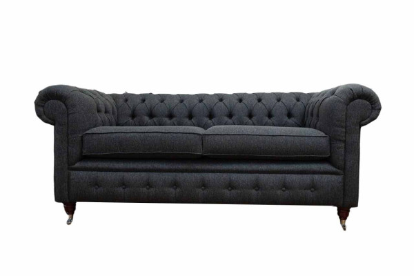 Chesterfield bank stoffen meubels tweezitsbank banken banken stof grijs