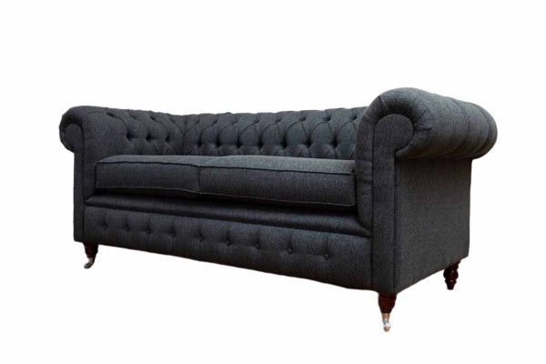 Chesterfield bank stoffen meubels tweezitsbank banken banken stof grijs