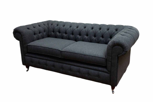 Chesterfield bank stoffen meubels tweezitsbank banken banken stof grijs