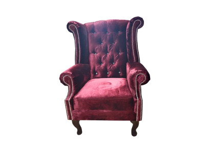 Ohrensessel Chesterfield Fauteuil Fluweel Rood Bankstel 1-Zits Modern