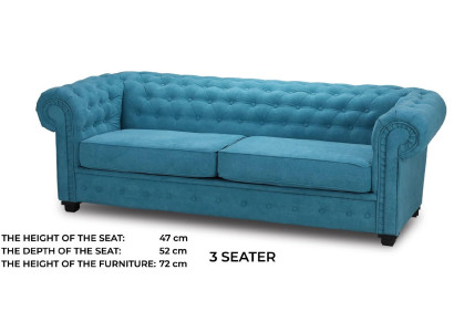 Driepersoonsbank van textiel Turkoois bank meubels inrichting banken.