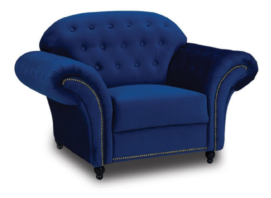 Blauwe Chesterfield-fauteuil Eenpersoonsbank Bank Blauw Armstoel Meubels
