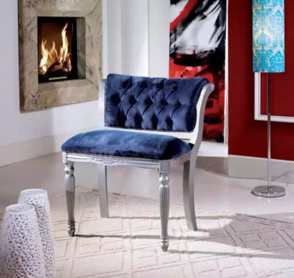 Blauwe Chesterfield eetkamerstoel Zitmeubel Gestoffeerde stoel fauteuil Klassiek design