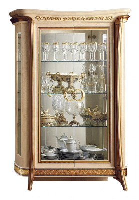 Vitrine Vitrinen Schrank Glasschrank Wohnzimmer Regal Rokoko Barock Echtes Holz - Toonkast Weergavekast Woonkamer Rek Rococo Barok Echt Hout