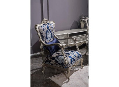 Luxe fauteuil met één zitplaats gestoffeerd meubilair blauw bloemenpatroon bank lounge barok