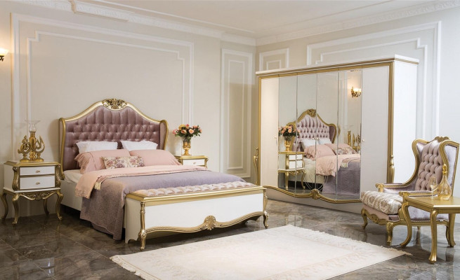 Chesterfield bedframe ontwerp gestoffeerd luxe bed slaapkamer bedden roze