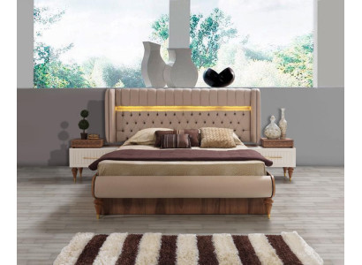 Bed bekleding ontwerp luxe dubbel hotel Chesterfield houten meubels nieuw.