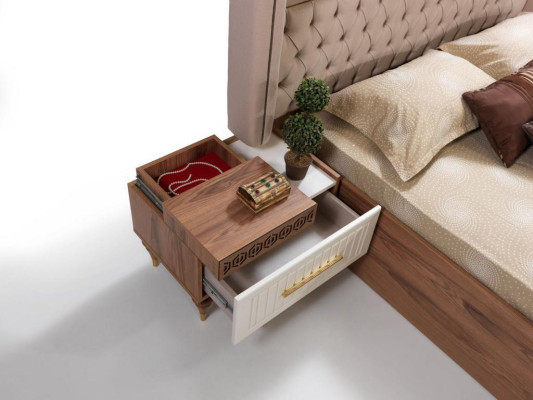 Bed bekleding ontwerp luxe dubbel hotel Chesterfield houten meubels nieuw.