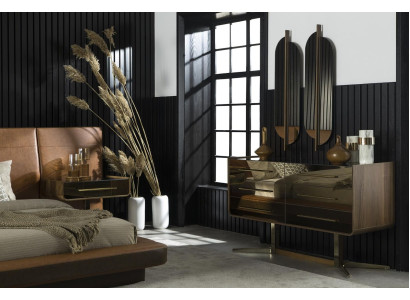 Spiegel Luxe Wandhouder Moderne Stijl Bruin Frame 104x31cm