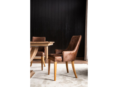 Luxe fauteuil gestoffeerde stoelen loft design meubels bruine keuken leren stoel