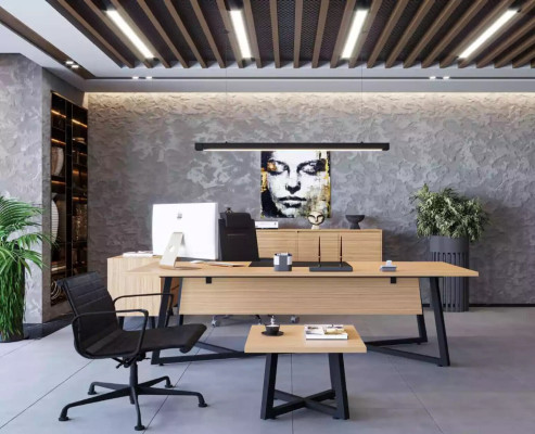 Modern kantoor set Bureau Salontafel Archiefkast Ladenkast 4-delig.