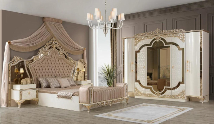 Slaapkamer set bed 2x nachtkastjes design luxe nieuw 5-delig wit