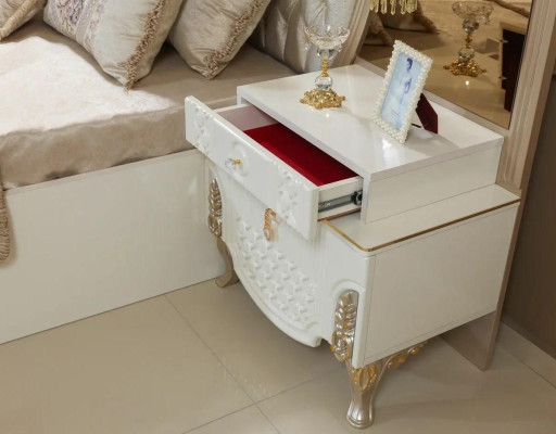 Slaapkamerset Bed 2x nachtkastjes Kruk Luxe nieuw 5-delig Ontwerp Hout